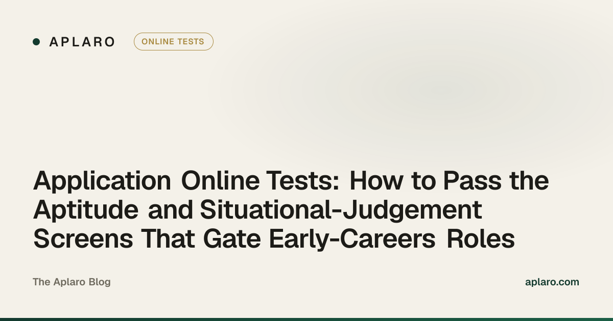 A student sitting at a laptop completing an online aptitude test as part of a graduate scheme application
