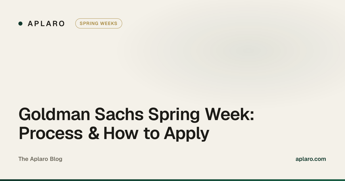 Goldman Sachs Spring Week application guide — Aplaro
