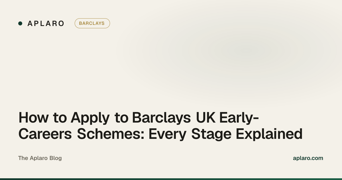 A candidate preparing their Barclays early-careers application at a desk with notes and a laptop