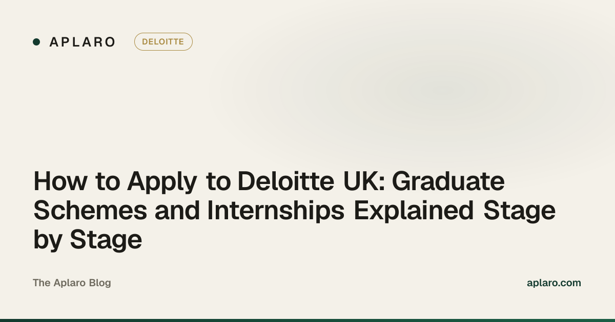 A candidate preparing their Deloitte UK graduate scheme application at a desk with notes and a laptop