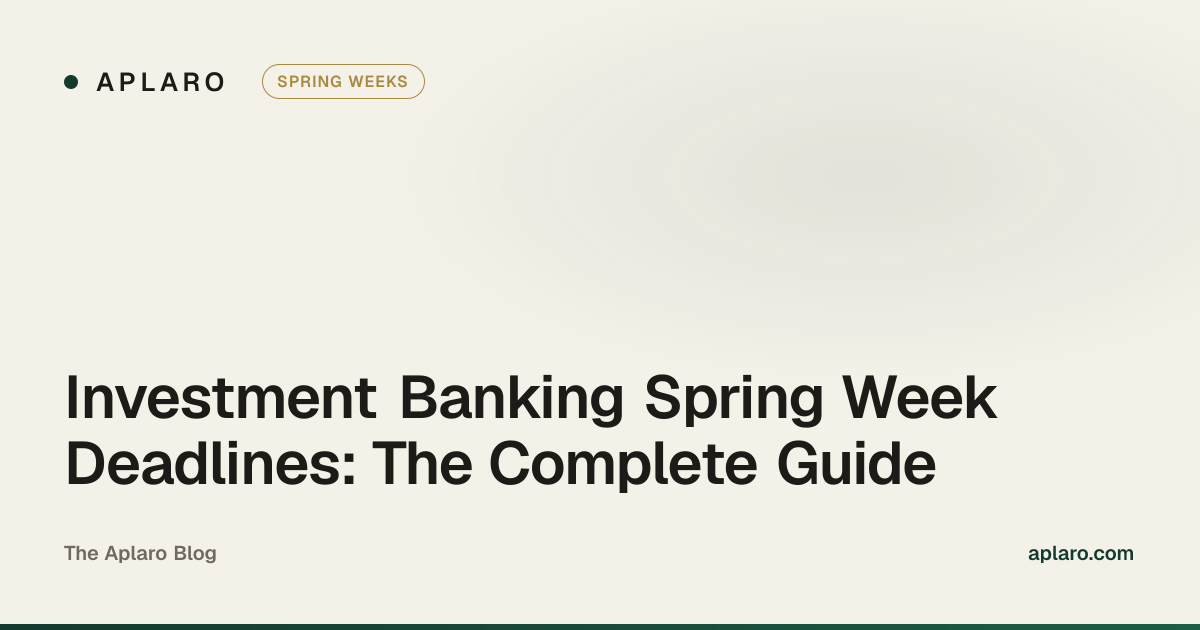 Investment Banking Spring Week Deadlines — Aplaro guide
