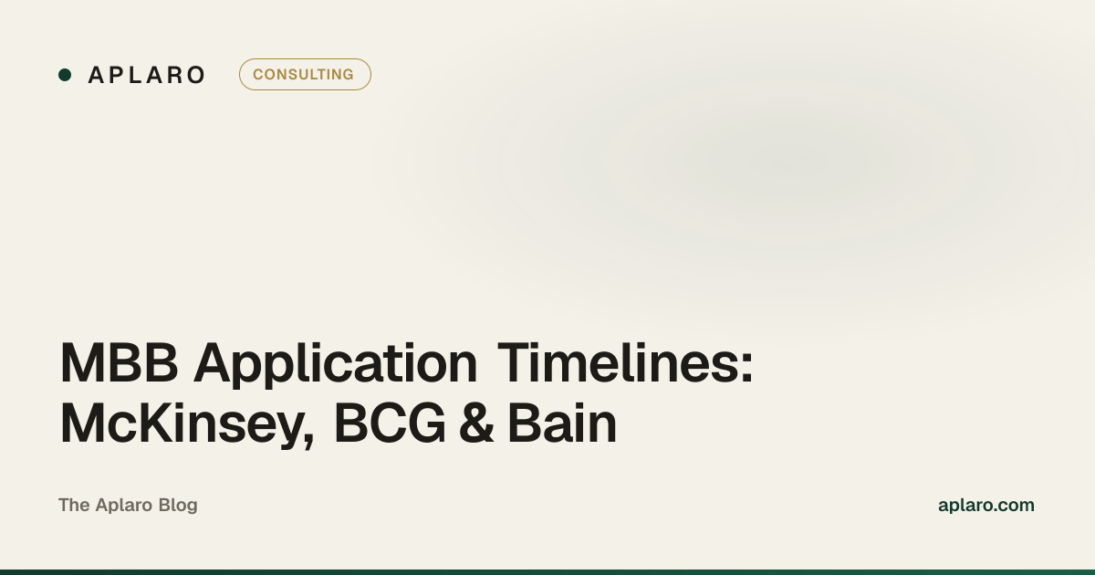 MBB application timelines for McKinsey, BCG and Bain — an Aplaro guide