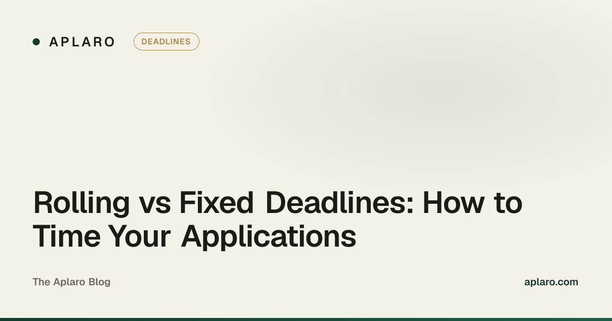 Rolling vs fixed deadlines — how to time your applications, an Aplaro guide