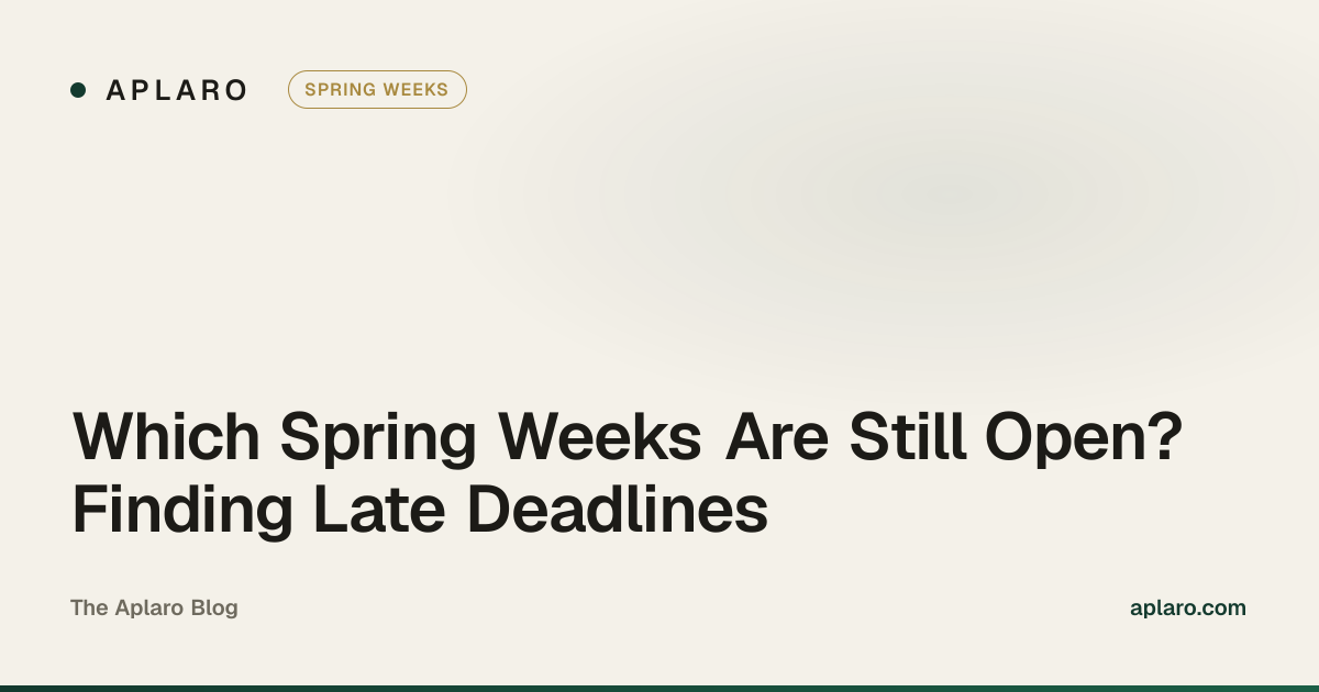 Which spring weeks are still open — finding late deadlines, an Aplaro guide